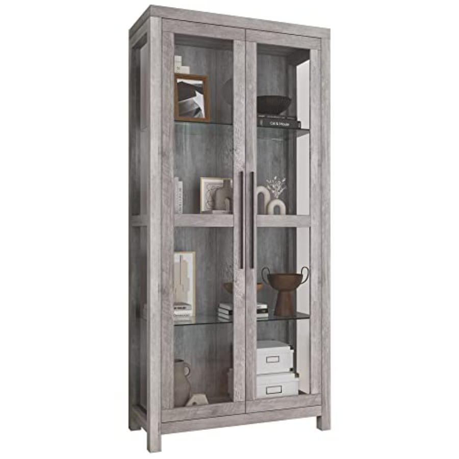 Glass Cabinet Display - ตู้โชว์กระจก 68 Avalon สำหรับห้องนั่งเล่น - สีไม้เทา,