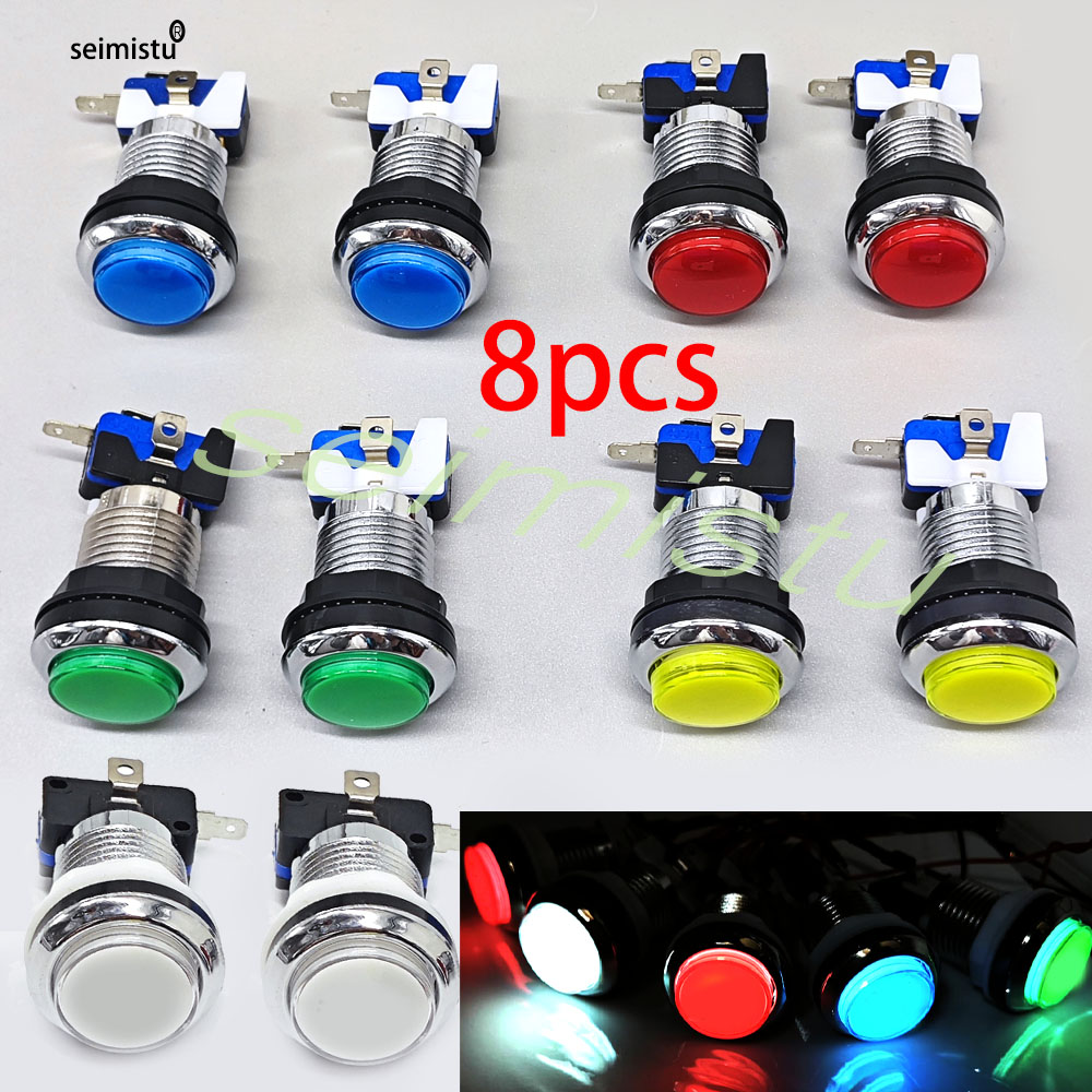Arcade Button Pcb - ปุ่มกดอาร์เคดขนาด 33 มม. พร้อมไฟ LED 12V