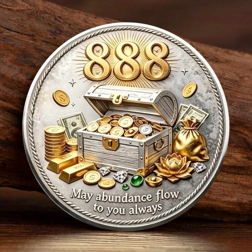 Token Coin Mechanism - เหรียญทองคำขาว 2D ชุบทองคำขาว 888 หมายเลขเทวดา ความมั่งคั่ง