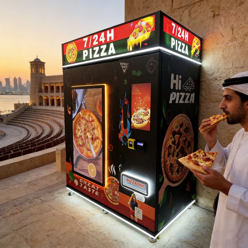 Vending Machine Qr Code - ตู้จำหน่ายพิซซ่าแบบกำหนดเองได้ รองรับการชำระเงินด้วยคิวอาร์โค้ดและโทเค็น หน้าจอสัมผัส ทำงานได้ 24 ชั่วโมง