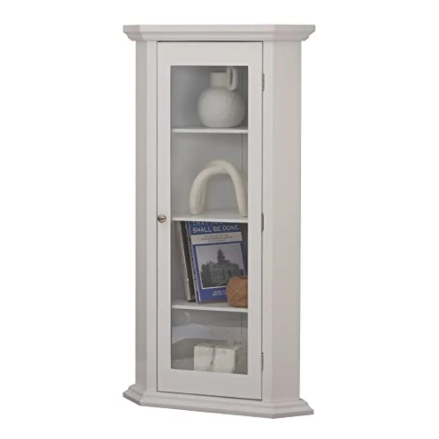 Glass Cabinet Display - ตู้โชว์ไม้สำหรับตกแต่งมุมห้องนั่งเล่น ทำจากไม้เนื้อแข็ง เคลือบสีโอ๊คธรรมชาติ พร้อมชั้นวางปรับระดับได้และประตูกระจก