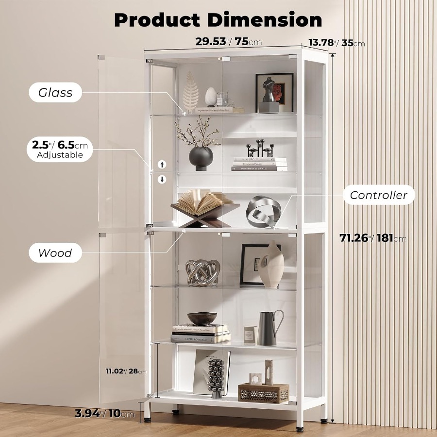 ตู้โชว์ 6 ชั้น ขนาด 71.2 นิ้ว  - Glass Cabinet Display บทวิจารณ์และราคา
