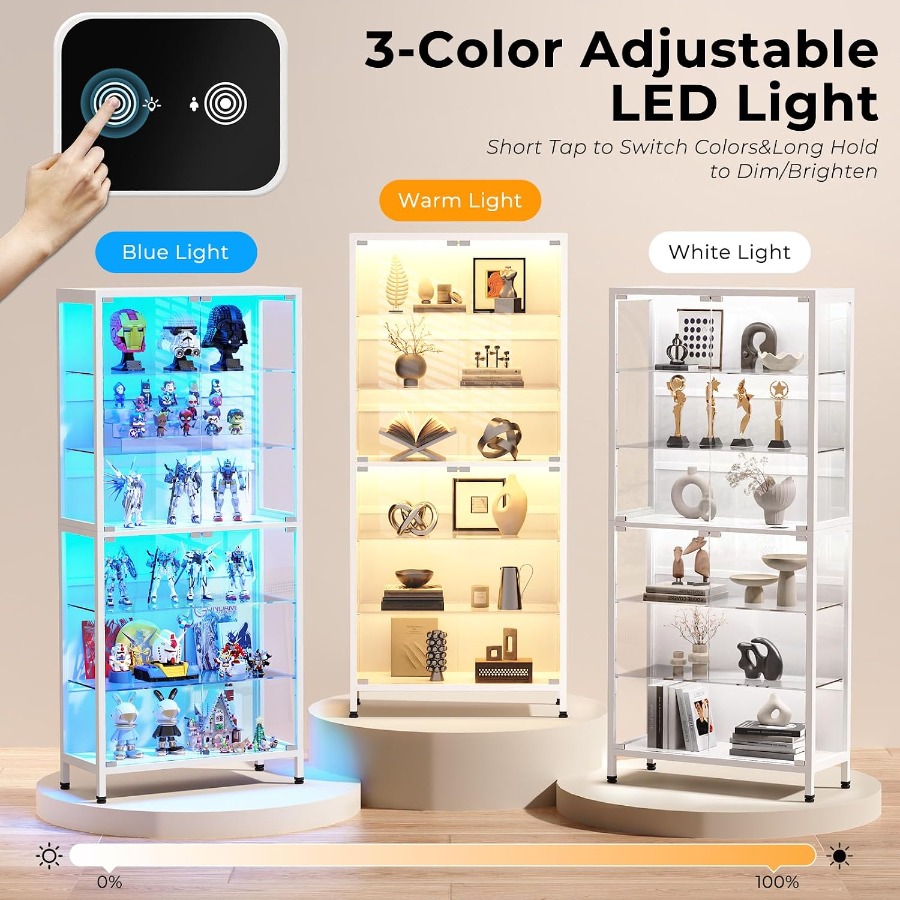ตู้โชว์ 6 ชั้น ขนาด 71.2 นิ้ว  - Glass Cabinet Display บทวิจารณ์และราคา