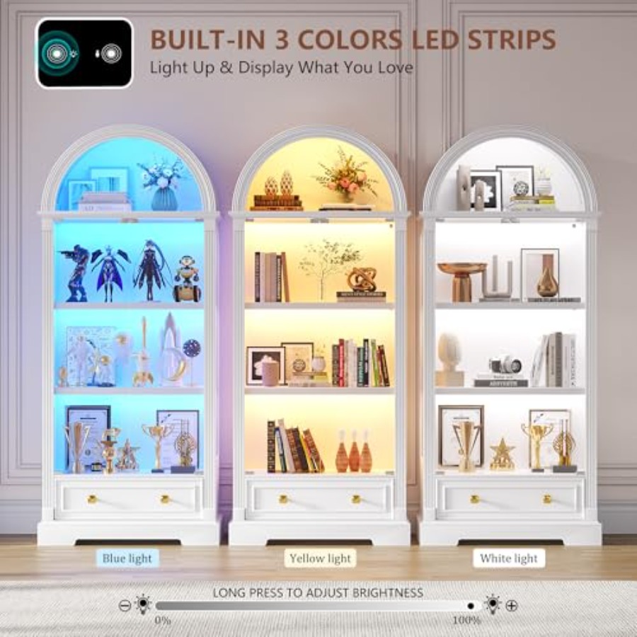 ตู้โชว์ทรงโค้งสำหรับห้องนั่งเล - Glass Cabinet Display บทวิจารณ์และราคา