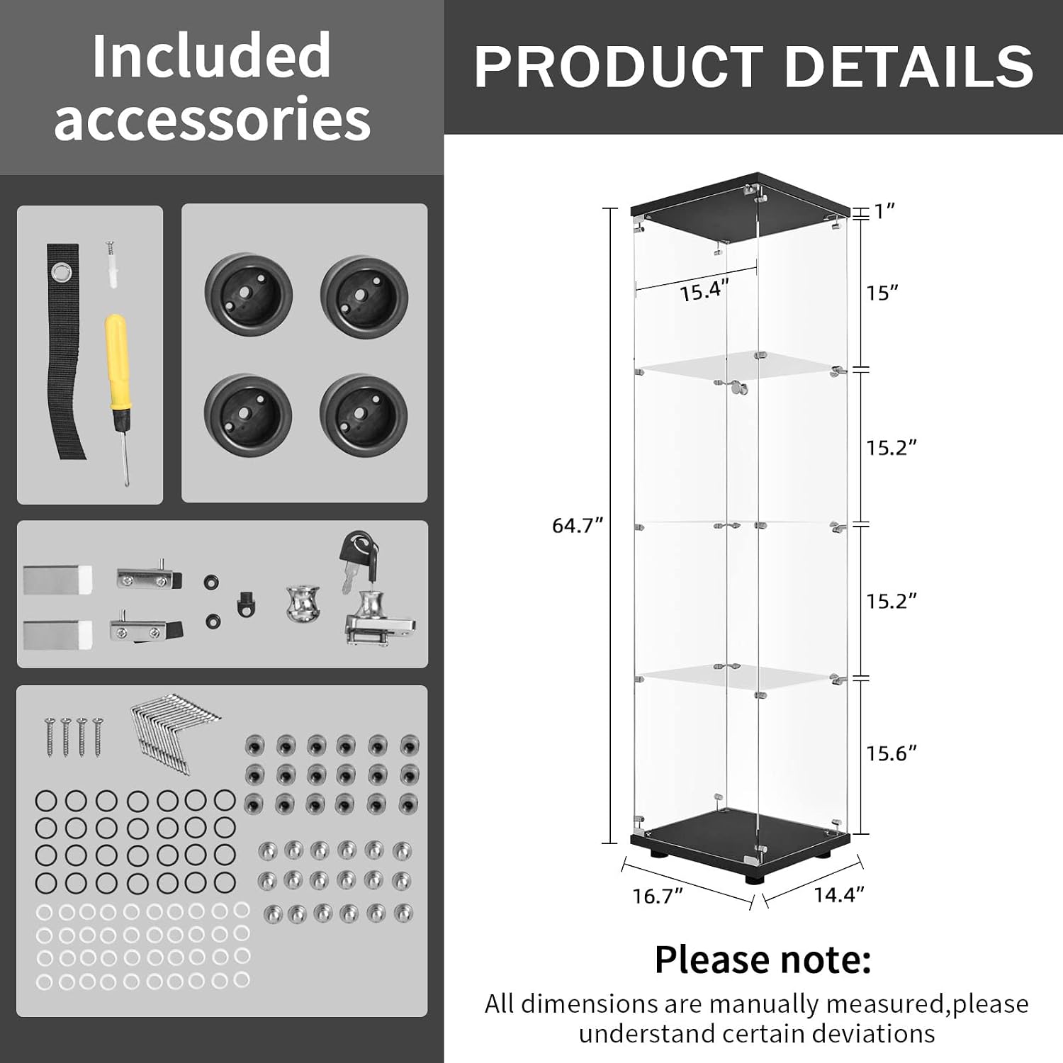 ตู้โชว์กระจกพร้อมกุญแจล็อค 4 ช - Glass Cabinet Display บทวิจารณ์และราคา