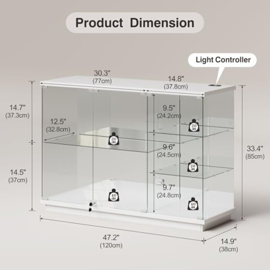 ตู้โชว์กระจก RGB พร้อมกุญแจล็อ - Glass Cabinet Display บทวิจารณ์และราคา