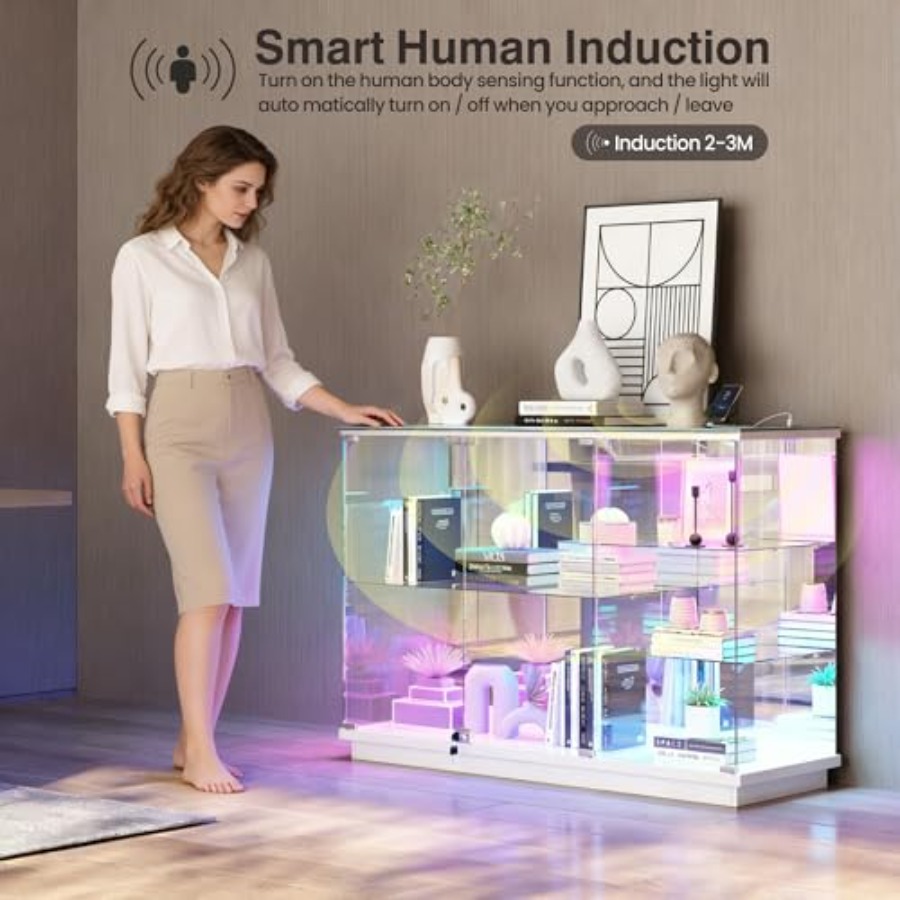 ตู้โชว์กระจก RGB พร้อมกุญแจล็อ - Glass Cabinet Display บทวิจารณ์และราคา